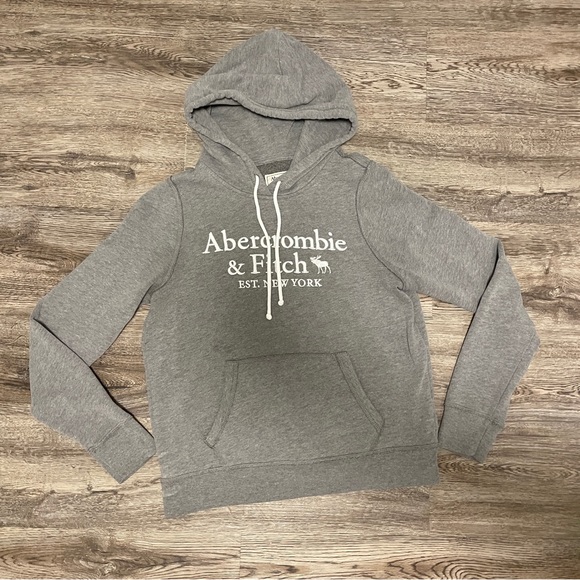 Abercrombie & Fitch Logo Hoodie - Grey/ White - M - Picture 1 of 3